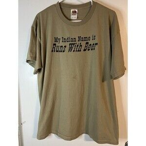 Vintage "My Indian Name is: Runs With Beer" Parody Tee